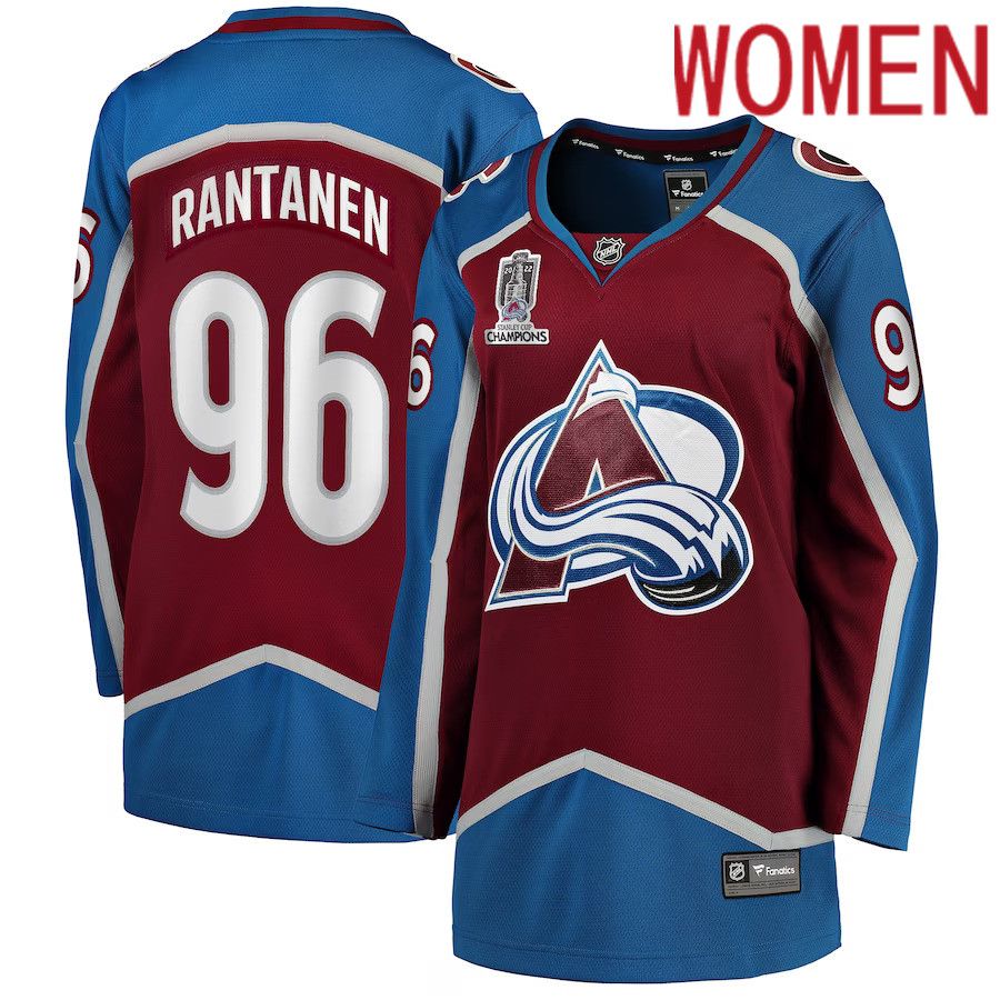 Women Colorado Avalanche #96 Mikko Rantanen Fanatics Branded Burgundy Home 2022 Stanley Cup Champions Breakaway Player NHL Jersey